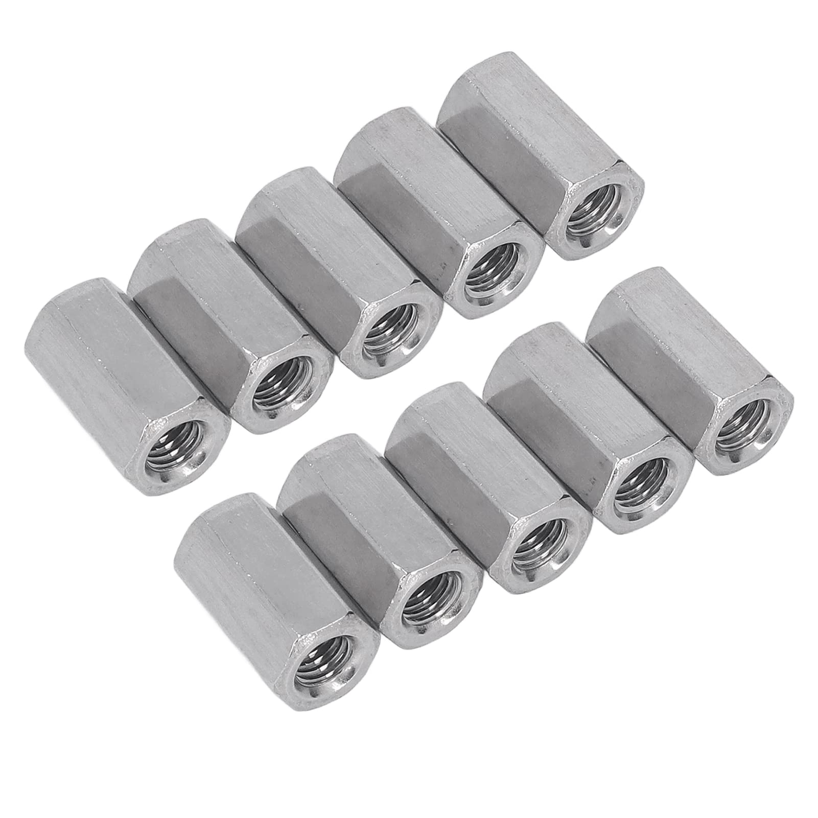 Pack Of 10 M8 X 1.25-Pitch 24mm Length Metric Hex Coupling Nut 304 Stainless Steel Fully Threaded
