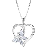 Rocayi Heart Butterfly Necklace for Women 925 Sterling Silver Birthstone Jewelry Gifts for Her