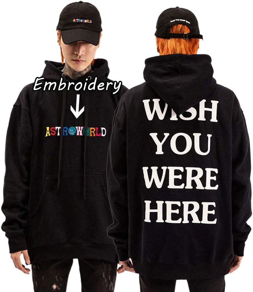 Travis Scott Embroidery Astroworld Streetwear Men Hoodie Sweatshirt Pullover Long Sleeve
