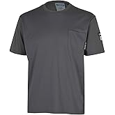 Oberon FR Arc Rated Safety Shirt For Men - Flame Resistant Cotton T-shirt - 11 Cal - Chest Pocket - Navy Blue, Gray