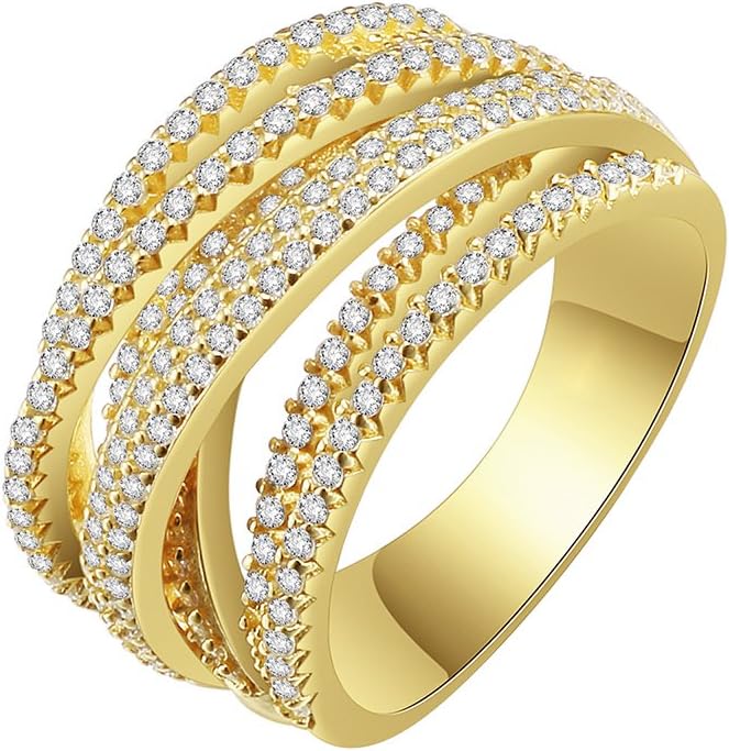 Lavencious Impression Twist Rings Wedding Party Statement Micro Pave CZ Cocktails Size 5-12