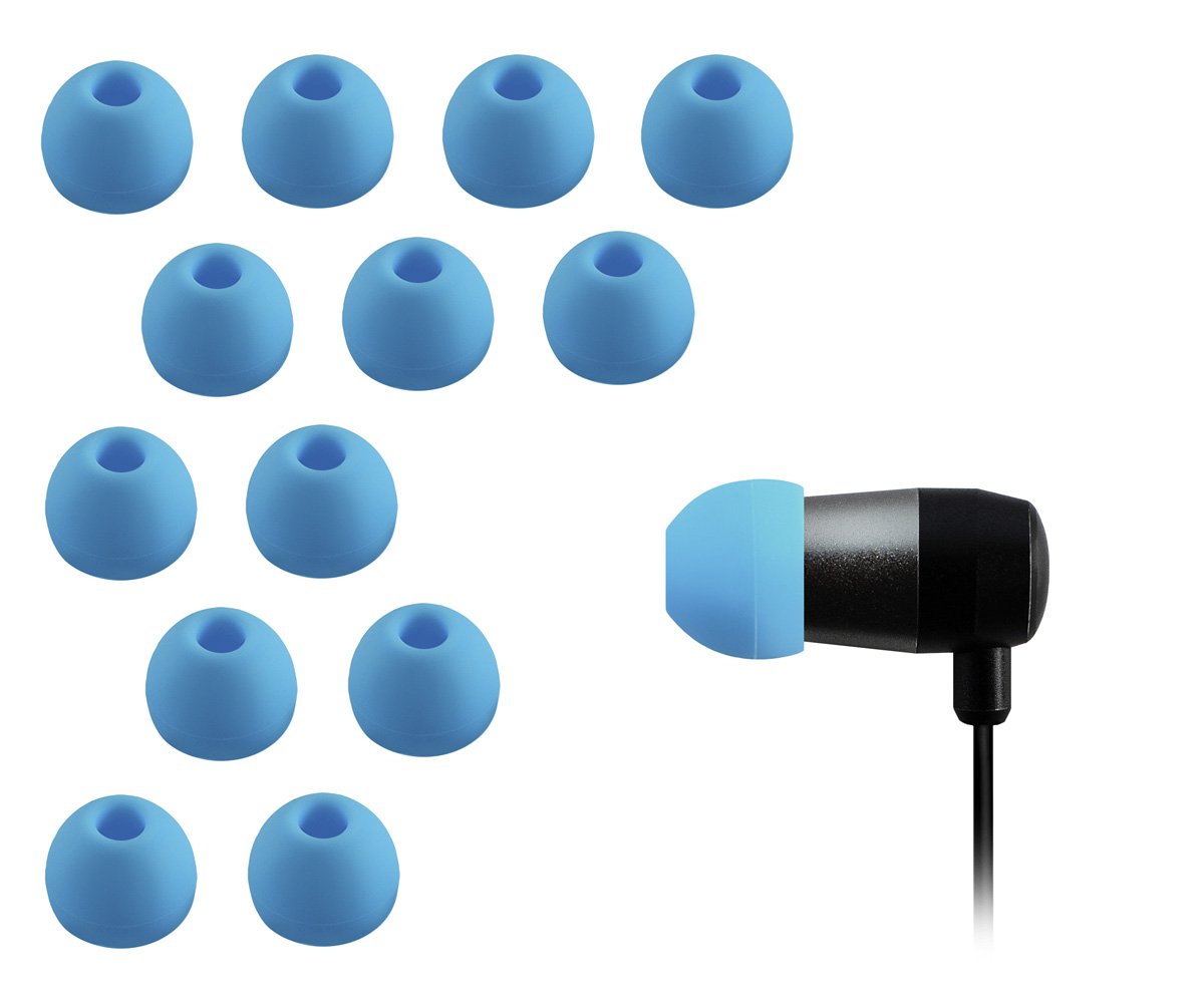 Xcessor Replacement Silicone Earbuds 7 Pairs (Set of 14 Pieces). Compatible With Most In Ear Headphone Brands (Small, Blue)