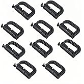 Tactical D-Ring Carabiner for Hiking/Military/EDC - Lightweight Plastic Mountain Carabiner with Quick-Release, MOLLE Compatible, 10-Pack Black