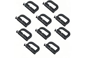 RYANDESIGN Tactical D-Ring Carabiner for Hiking/Military/EDC - Lightweight Plastic Mountain Carabiner with Quick-Release, MOLLE Compatible, 10-Pack Black
