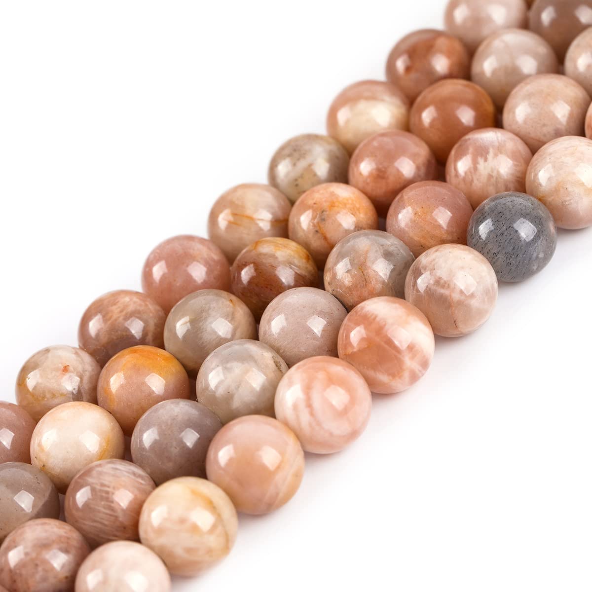SHGbeads Sunstone Natural Gemstone Loose Beads for Jewellery Making Round 10mm Big Hole 1.5mm-2mm 15''