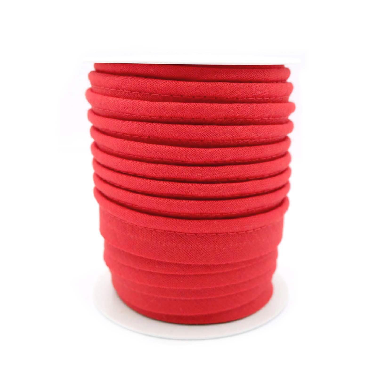 TEXTEX = Piping for Sewing, Decoration, and Crafts. Composition 50% Cotton and 50% Polyester. Total Width of 15mm, Cord of 5mm, and Flap of 10mm. 10 Meter Reel - (Ferrari Red)