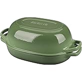 EDGING CASTING Enameled Cast Iron Oval Dutch Oven Pot with Lid, Dutch Oven for Sourdough Bread Baking, Oval Bread Pan, Bread Oven, Bread Dutch Oven, 7qt, Pistachio Green