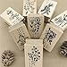 Youkwer 9 Pcs Classical Plants and Flowers Style Beautiful Wooden Rubber Stamps DIY Diary Scrapbook Stamps Set(Set of 9 Different Plants)