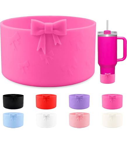 Cute 3D Bow Silicone Boot For Stanley Cup – Anti-Slip Bottom Protector With Straw Holder, Fits 40oz & 30oz Tumblers (Beige, Decorative & Functional) - View #9