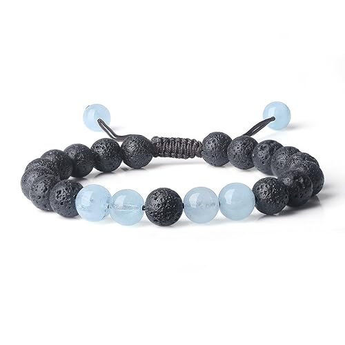 COAI Herren Glücksarmband aus Lavastein und Edelsteine Verstellbar