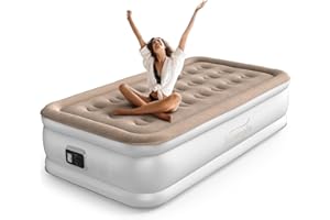 NatraCalm Twin Air Mattress with Built in Pump Raised, Blow up Mattress for Guest Home Camping, Inflatable Mattress Twin Size in 2 Mins Self Inflation, Compact Portable Air Bed, colchones inflables