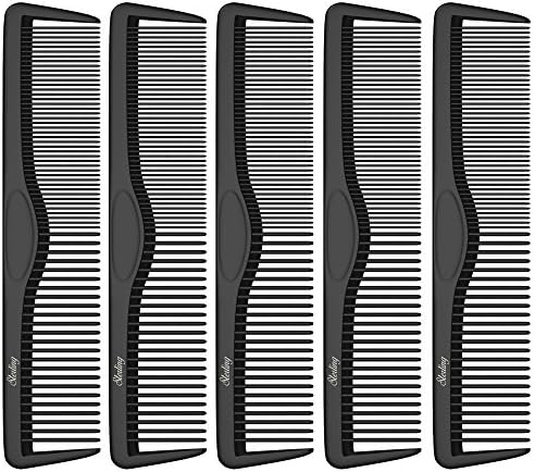 Small Pocket Combs | 5 Pack | Professional 5 Inch Black Carbon Fiber Hair Comb | Fine And Wide Tooth Travel Comb Set | Anti Static Chemical and Heat Resistant | Mens Beard And Styling Haircomb | Ba