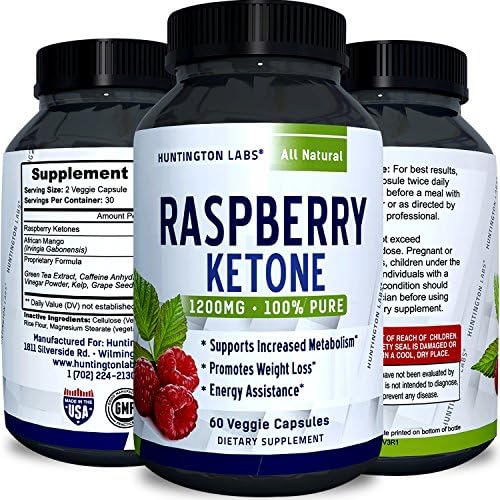 Pure Raspberry Ketones Supplement - Natural Fat Burner &amp; Appetite Suppressant - Boosts Metabolism - Reduces Belly Fat Fast - Weight Loss Product for Men &amp; Women - 60 Capsules - Huntington Labs