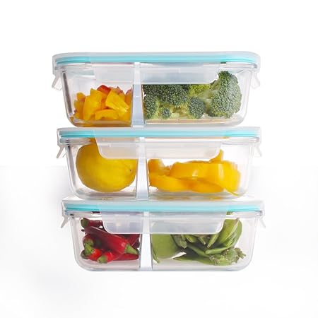 Cristal comida Prep recipientes – sin BPA recipiente para ...