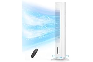 AEROZY Evaporative Air Cooler, 36-inch Windowless Air Conditioner with Remote, 7H Timer, 60-Degree Oscillating Tower Fans that Blow Cold Air, Swamp Cooler for Indoor, Ivory
