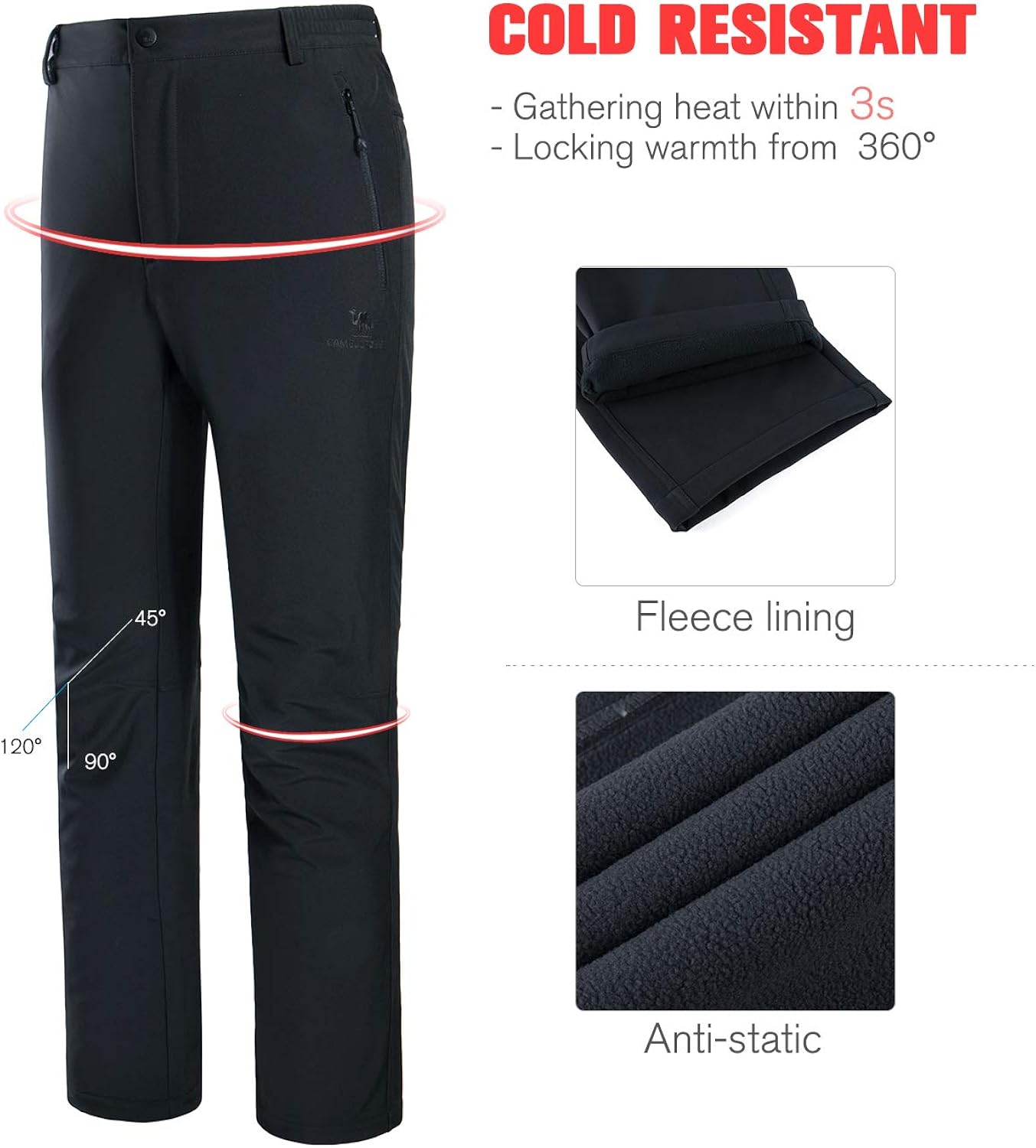 CAMEL CROWN Womens Softshell Pants Fleece Lined Waterproof Windproof Ski Snow Insulated Hiking Hunting Trousers: Clothing