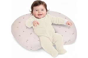 Little Grape Land Muslin Nursing Pillow for Breastfeeding, Soft and Supportive Breastfeeding Pillow for Mom and Baby, Cute Fe