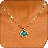 Jean Beau Gold Stone Pendant Necklaces for Women, Chunky Gemstone Dangle Necklace Wedding Prom Fashion Jewelry Gift