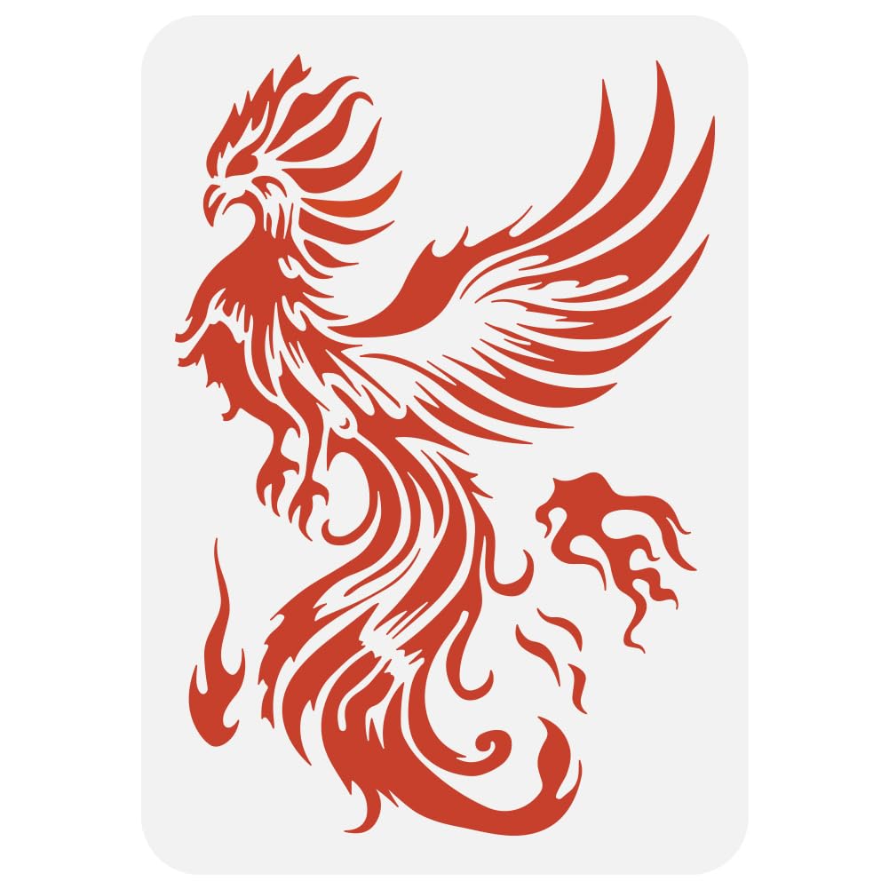 FINGERINSPIRE Phoenix Large Stencils 21x29.7cm Firebird Painting Stencils Flying Phoenix Drawing Stencils Mythical Phoenix Stencils Brilliant Phoenix Templates Flame Phoenix Templates for Wall Decor