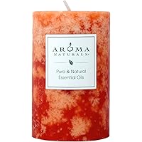 Aroma Naturals Orange and Cedar Essential Oil Scented Pillar Candle, Clarity, 2.5 inch x 4 inch