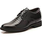 Battle Men Men's Elevator Shoes 2" Taller Lace up Faux Leather Formal Oxford Dress Footwear Removable Invisible Height Increasing Insole Formal Men