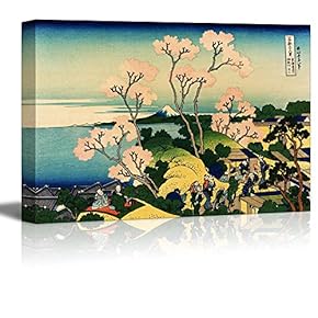 Thirty-six Views of Mount Fuji Goten-yama Hill by Katsushika Hokusai - Canvas Print Wall Art Famous Painting Reproduction - 12" x 18"
