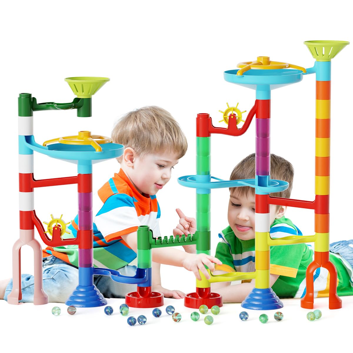 Marble Run,110PCS Building Construction STEM Set for Kids Age 3-12Year, Solid Race Track Toy,Easy to Assemble Learning Educational Marble Rush,Gifts for Boys Girls