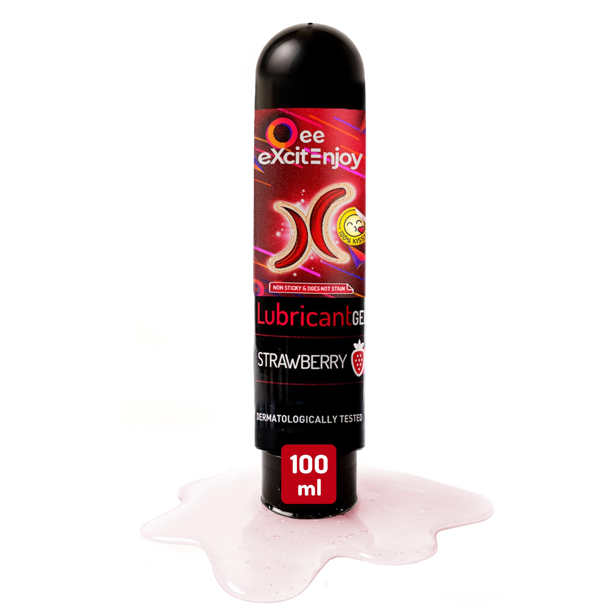 Excite Strawberry Scented Water Based Intimate Lubricant Gel, 100 ml - Moisturising and Gentle for Sensitive Skin, Vegan and Not Tested on Animals