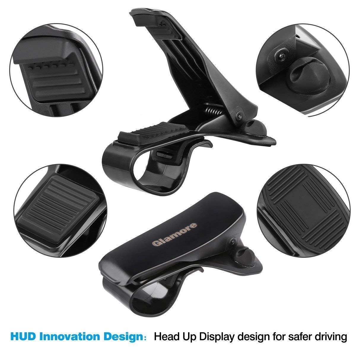Glamore Car Phone Holder, HUD Design with Cable Clips, No Blocking for Sight, Durable Dashboard Car Phone Mount for iPhone X 8 Plus 7 6s SE Samsung Galaxy S5/S6/S7/S8 & other 3-7Inches Smartphone (1)