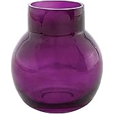 47th & Main Flower Vases Modern Shaped Glass Small Bud Vase for Home Décor, 3.25" Diameter x 3.75" Tall, Violet