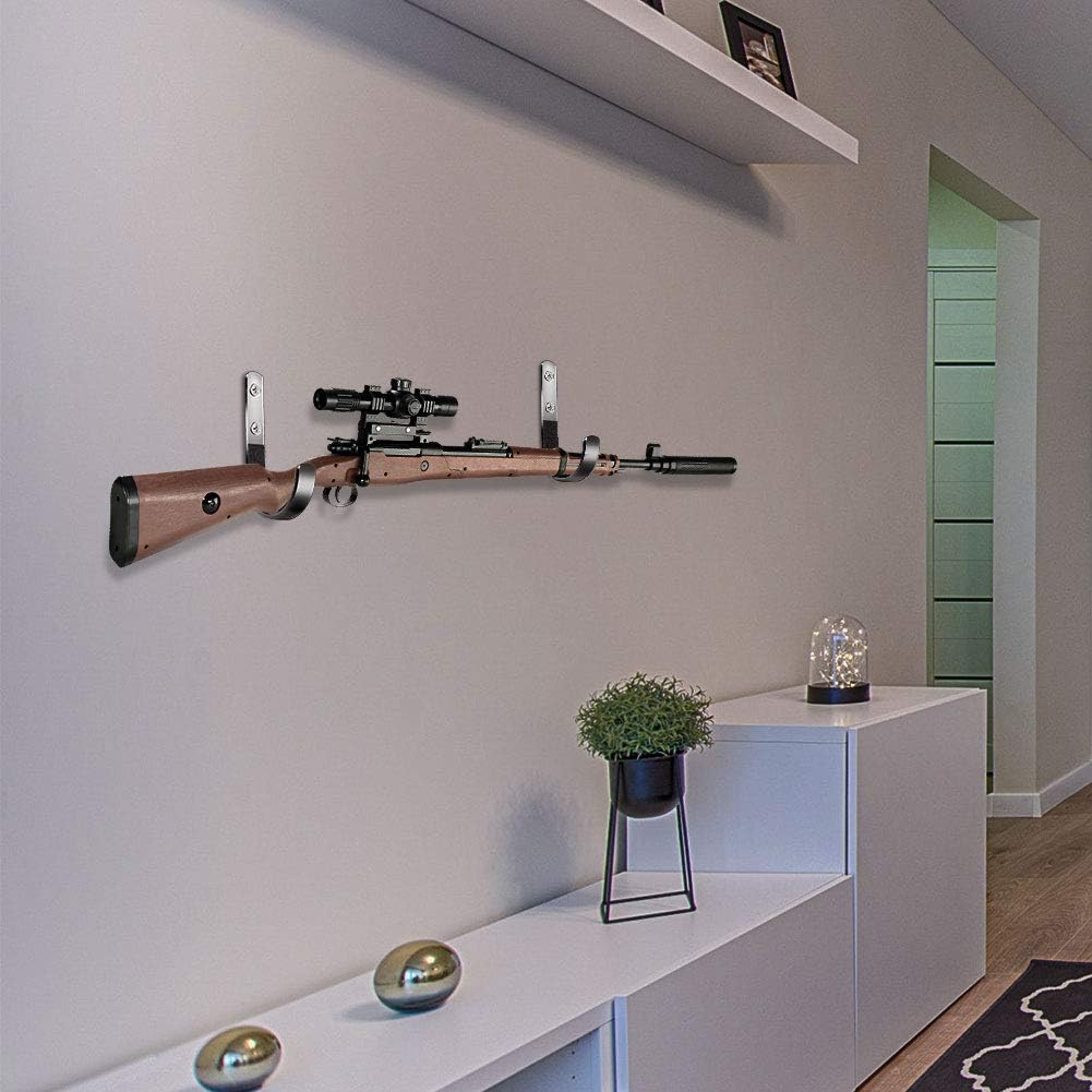 Aokin Gun Rack Shotgun Hook Rifle Hanger Archery Bow Hangers Felt Lined Wall Mount Storage J-Hooks,Silver,4 Pcs: Sports & Outdoors