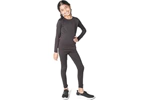 EVERYDAY KIDS Girls Thermal Top and Bottom Underwear Set; Kids Long Johns; Base Layer Set for Cold Weather; Moisture Wicking Microfleece