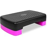 HaoKang Height-Adjustable 4''-6'' Step Aerobics Platform Fitness Equipment Stepper Trainer Exercise Step Platform with 2 Riser