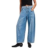 Kedera Women's Baggy Barrel Jeans Boyfriend Wide Leg Cropped Denim Pants Mid Rise Y2K Jeans Ankle Pants Trouser 2024