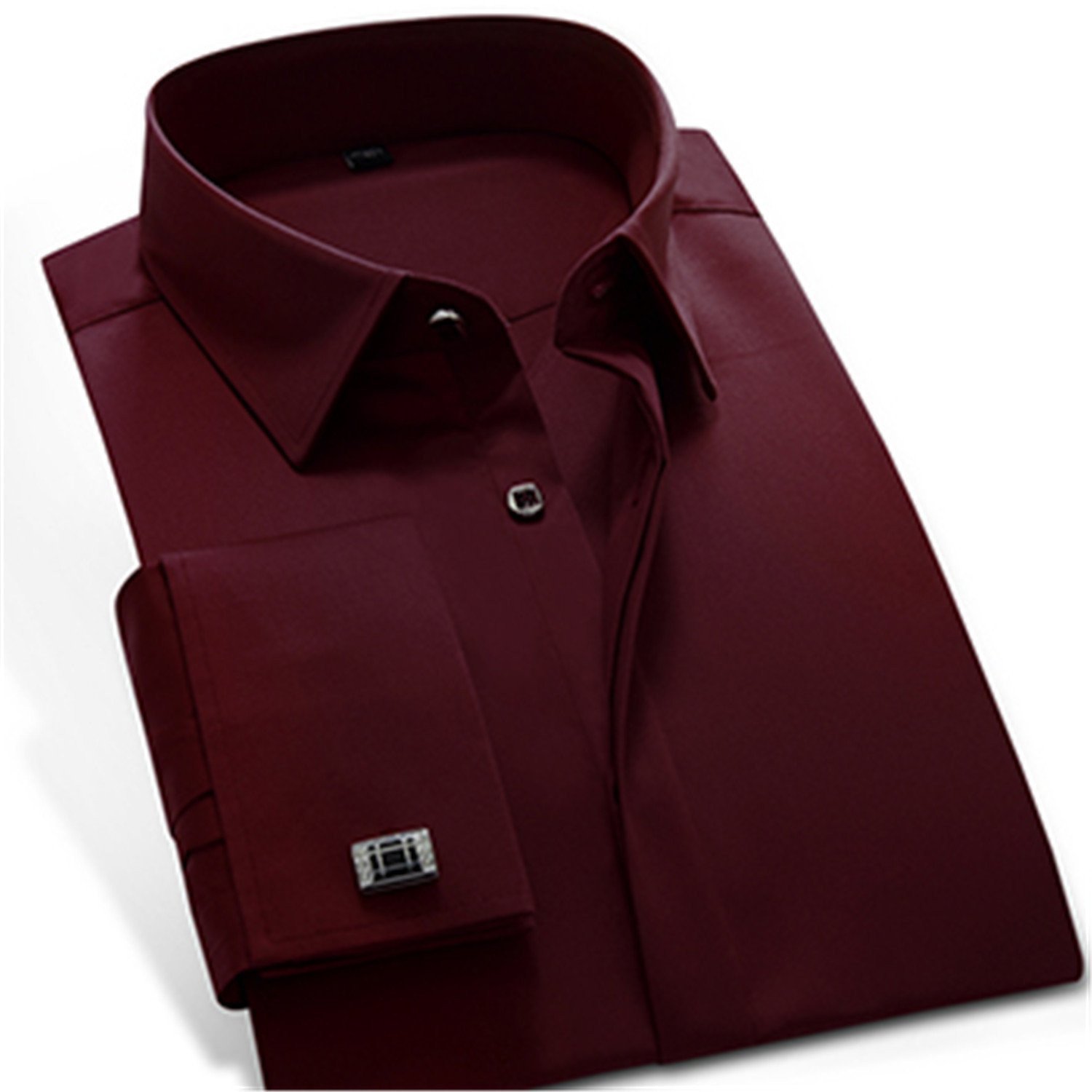 Edgar Dur Mens Dress Shirt French Cuff Slim Fit Men Shirt Long Sleeve