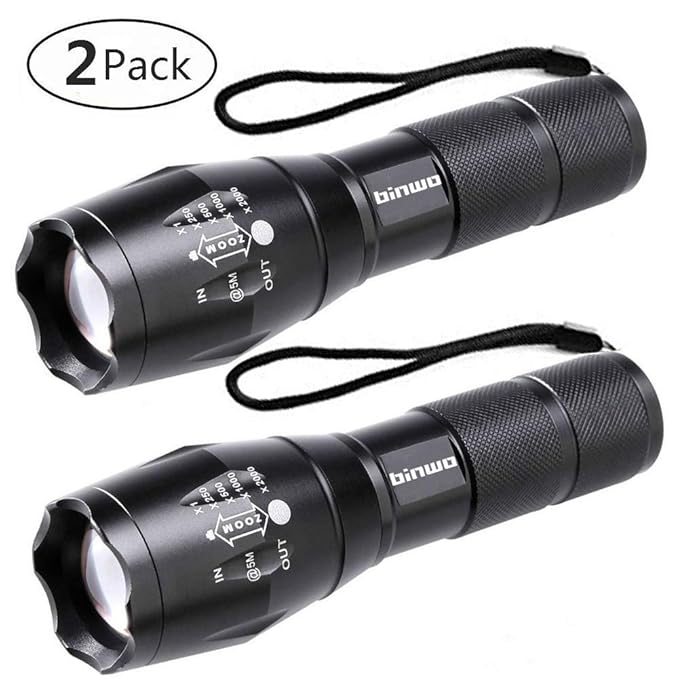 LED Taschenlampe, Binwo Tragbarer Zoombar Superhelle 2000 Lumen CREE LED Taschenlampe, 5 Modis Einstellbar, Wasserdicht Tasch