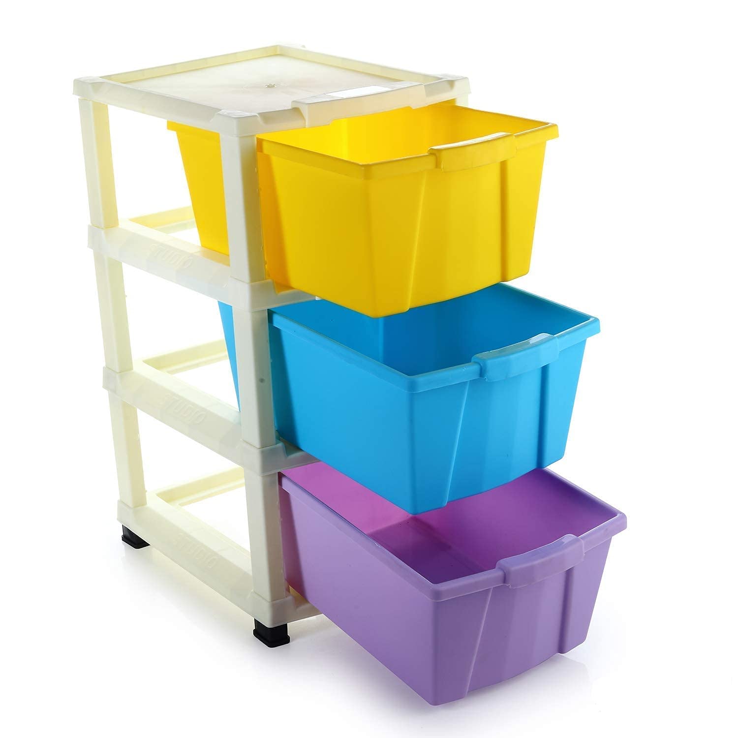 Trendegic Colorful Plastic 3 Layer Foldable Modular Drawer Organizer