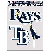 MLB Tampa Bay Rays Decal Multi Use Fan 3 Pack, Team Colors, One Size