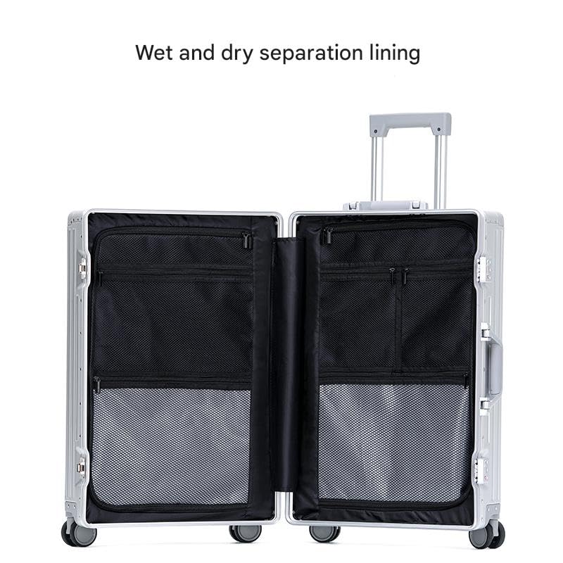 Simanli All Aluminum 20 inch Suitcases Carry On Luggage Hard Shell Suitcase Boardable Cabin Trolley Case Luggage with TSA Locks Silent Spinner Wheels, Silver, 24 inch