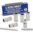 ROCKETSOCKET | 8 Pieces 1/4" Drive Bolt Lug Nut Extractor Socket Tool Set | RAZORGRIP Technology Extract Damaged, Frozen, Rusted, Rounded-Off Bolts, Nuts & Screws | Made in USA Steel