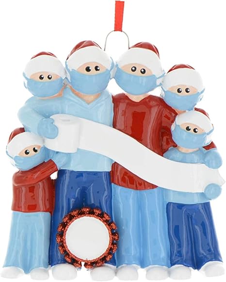 Amazon Co Jp Dulzod クリスマスオーナメント Quarantine パーソナライズ オーナメント サバイバー 3 6人の家族 トイレ カップルに 子供のクリスマスパーティー装飾ギフト ホーム キッチン