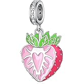 qielizhu Strawberry Charms 925 Sterling Silver Strawberry Charms for Bracelets Strawberry Jewelry Gifts for Women