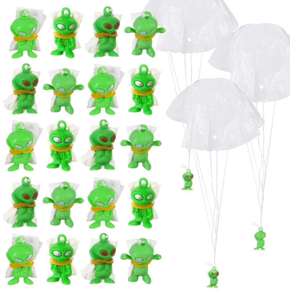 ArtCreativity Alien Paratroopers with Parachutes, Bulk Pack of 144, Durable Plastic Guys Playset, Fun Parachute Party Favors, Goody Bag Stuffers, for Boys and Girls