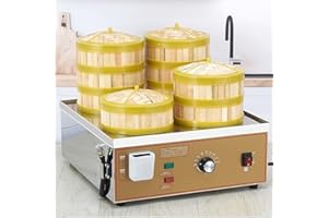 Electric Food Steamer, Commercial 2/4/6-Hole Steamed Machine, Independent Water Supply, Adjustable Temperature 30~110°C for C