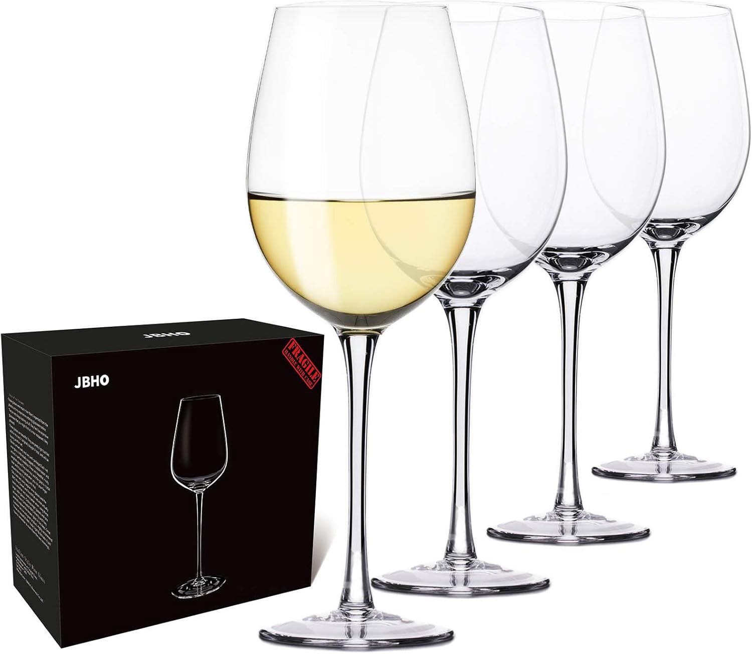 Amazon Com Copas De Vino Blanco O Tinto Sopladas A Mano De Estilo Italiano De Cristal Transparente Sin Plomo Juego De 4 18 Onzas Kitchen Dining
