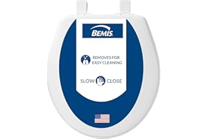 BEMIS 730SLEC 000 Toilet Seat Will Slow Close and Removes Easy for Cleaning, Round, Plastic, White