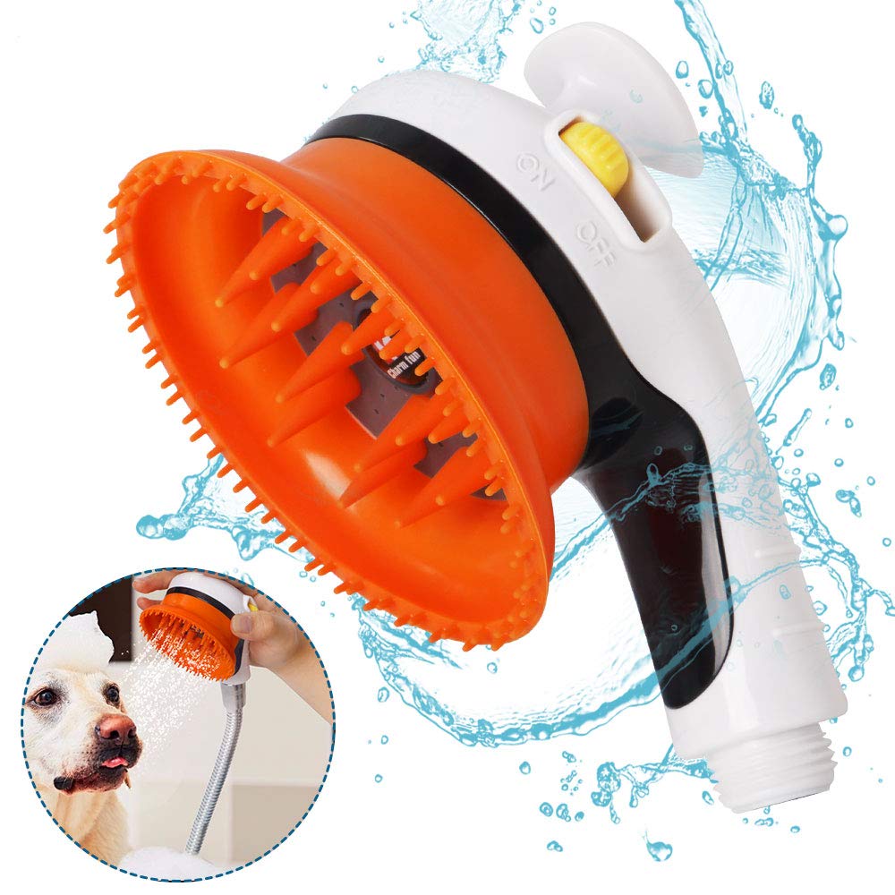 Lukovee Pet Shower Head, Dog Cat Horse Comb Scrubber Teeth Grooming Brush Massage Bathing Bath