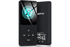 AGPTEK A02 64GB MP3 Player, 70 Hours Playback Lossless Sound Music Player, Supports up to 128GB, Black