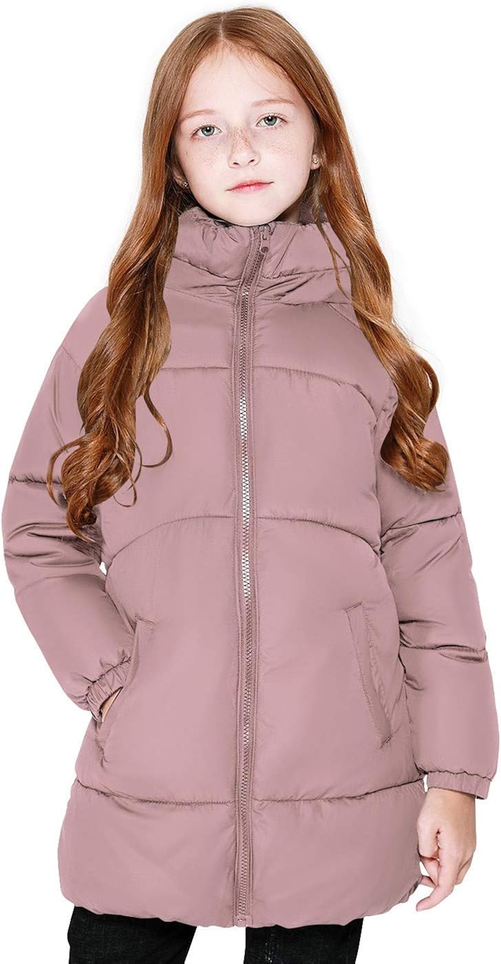 SOLOCOTE Girls Winter Coats Heavyweight Mediun Length Warm Jackets Down-Like Cotton Wadding Outwear 3-14Y: Clothing