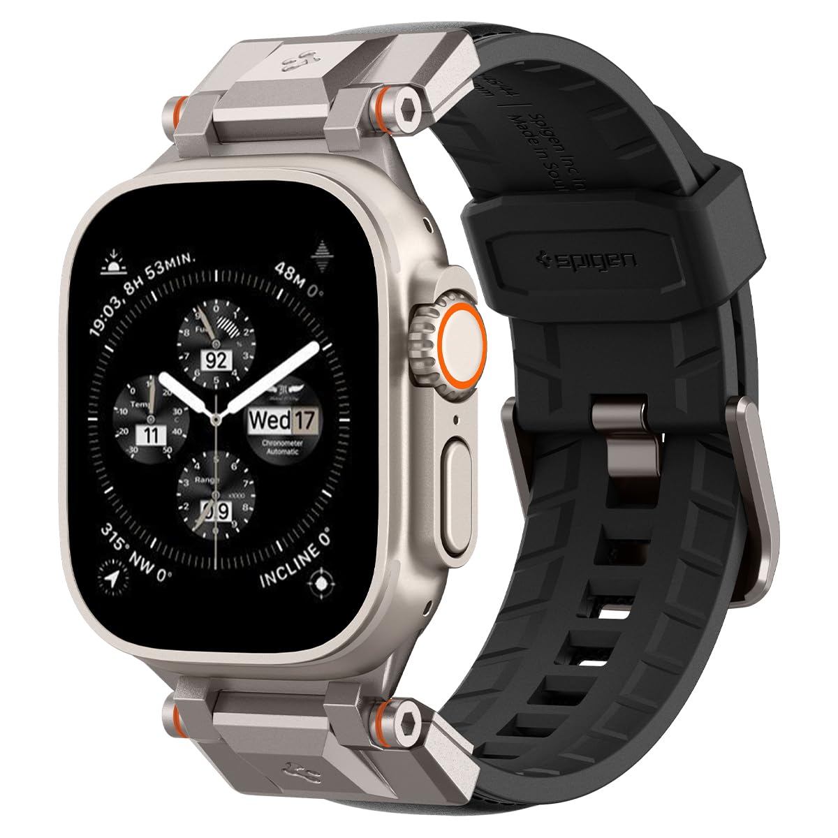 Spigen DuraPro Armor PU Apple Watch Strap Band Compatible with Apple Watch Ultra 3/2/1 (49mm), Series 11/10 (46mm), 9/8/7 (45mm), SE/6/5/4 (44mm), 3/2/1 (42mm) - Leather Black
